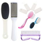 Fantastic Value And Quality Complete 6pcs Pedicure Feet Care Accessories Tools Set With Calluses Rasps / Hard Dead Skin Corns Removers, Paddles, Pumice Stones / Exfoliators, Emery Buffers And Toes Nails Scrubbing / Cleaning Brushes By VAGA