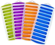 Lily's Home Silicone Ice Cube Tray without Lid Set of 4, BPA-Free, Ideal for Water Bottles & Sports Bottles, Flexible & Stackable Design for Quick Release, Ice Cube Trays for Freezer(11.6"x4.6"x0.7")