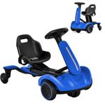 COSTWAY Electric Ride on Drift Car, 6V Battery Powered Racing Kart with 2-Position Adjustable Seat, 360° Spin Wheels, Horn, 2 Speeds Go Kart for Kids Aged 3-8 Years Old (Blue, without LED Lights)