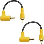 Duttek 90 Degree RCA Video Extension Cable 6in/15cm, Short RCA Subwoofer Cable, Right Angle RCA Male to Male RCA Extension Cable, with 24K Gold-Plated for Amplifiers, Home Theater and DVD (2 Pack)