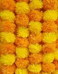 ESPLANADE Artificial Marigold Flower Garlands for Home Decor - Pack of 5 Strings - Orange Colour - 4 to 4.5 Feet Length (Lemon Mango)