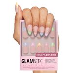 Glamnetic Press On Nails - Confetti | Semi-Transparent, Short Almond Nails, Reusable | 15 Sizes - 30 Nail Kit with Glue