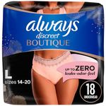 Always Discreet Boutique, Incontinence & Postpartum Underwear For Women, Maximum Protection, Large, 18 Count