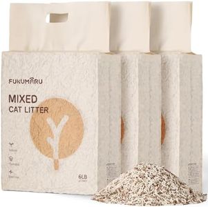 FUKUMARU Tofu Cat Litter, 18 LBS Flushable Cat Litter Clumping, Dust Free Cat Litter Tofu, Natural Unscented, Low Tracking Cat Litter Pellets, 24/7 Odor Control Mixed Apple Wood Pellet