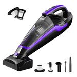 Powools Pet Hair Handheld Vacuum - Car Vacuum Cordless Rechargeable, Well-Equipped Hand Vacuum for Carpet, Couch, Stairs, Powerful Handheld Vacuum Cordless w/Motorized Brush, Purple (PL8726)