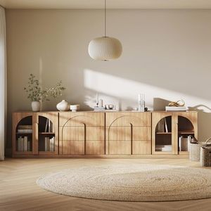 BELLEZE Bijou 4-Piece Modular Sideboard Buffet Cabinet - Camel