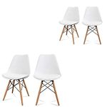 Finch Fox Eames Replica Nordan DSW Plastic Chairs with Cushion White Colour