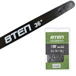 8TEN 36" Chainsaw Guide Bar & Chain .058 3/8 115DL for Jonsered 2165 630 625 2171 CS 2165 GB Silver Streak
