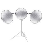 NEEWER Triple Reflector Holder with 3pcs 5-in-1 Collapsible Reflector, 42.5"/108cm 180° Tilt Telescopic Tri Reflector Mount with 31.5"/80cmTranslucent/Silver/Gold/White/Black Reflectors for Studio