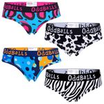 OddBalls | Womens Briefs Multipack | 4 Pack | Womens Underwear | Knickers | Cotton Bikini Briefs | Exotic Bundle | Size 10