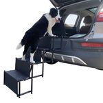 YEP HHO 4 Steps Upgraded Folding Pet Stairs Ramp,Steps for Medium and Large Dog, Lightweight Portable Dog Ramp with Waterproof Surface，Great for Cars Trucks SUVs (New Black)