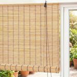 Story@Home Bamboo Curtains for Outdoor W 3 ft x H 5 ft | Rope Mechanism Roll Up Down Bamboo Shade for Sunlight Dust Protection Window Chick Blinds for Balcony Restaurant Hotel Dhaba - Beige & White