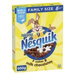 NESQUIK - FAMILY SIZE PACK - Chocolate Cereal Box, Makes Milk Chocolatey, 600 Grams Package of Cereal