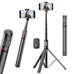 Joyful 72" Phone Tripod, Selfie Stick Tripod for iPhone, Cell Phone Tripod Stand with Remote, Extendable Travel Tripod Compatible with iPhone and Samsung Android for Recording Video/Photo/Vlog (Black)