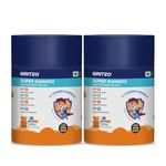 Gritzo Super Gummies, Multivitamin for Kids (Natural Orange Flavour, 30 Gummies) | Zero Added Sugar, 21 Vitamins & Minerals (Pack of 2)