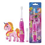 Brush-Baby Kidz Sonic Toddler And Kid Electric Toothbrush For Ages 3+ Years-Disco Lights, Gentle Vibration, And Smart Timer Provide A Fun Brushing Experience Unicorn, 1 Piece,Pink