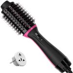 Plus 2.0 Dual Voltage Hair Dryer Brush for European Travel, 110V-120V/220V-240V One Step Hair Dryer and Styler Volumizer, Professional Blow Dryer Brush with Negative Ion Anti-frizz for All Hair Types