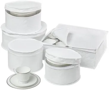 Honey-Can-Do Dinnerware Storage Containers Set, Perfect for Dish Storage, China Storage, and Cup Storage, Quilted Containers To Keep Your Heirlooms and Fine China Protected and Organized, 5-Piece Set