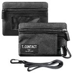 T.CONTACT Lanyard Pouch Coin Purse Wallets Hoodswop Id Holder Keychain Zip Id Case Card Holder Wallet for Men Women Boys Girl (Black，1.0)