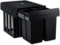 Relaxdays 4-compartment built-in trash can, pull-out kitchen trash can for base cabinet, ABS, black, 35.1 x 34.3 x 48 cm,10031541