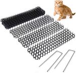 Cat Scat Spike (10 Strips) – Gentle Pet Deterrent for Cats, Dogs and More – Non-Toxic Humane and Effective Repellent – Easy to Install – Includes 12 Garden Staples