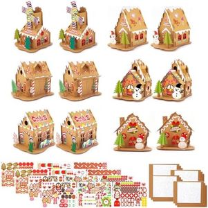 12pack Christmas Gingerbread House DIY Kit – Cardboard Houses for Kids & Adults, Holiday Party Game, Classroom Gift & Festive Home Decoration