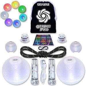 OrbPoi Pro Set - Orb Poi Pro w/LED UltraKnob Pro Handles - USB Rechargeable Contact LED Poi Balls w/40+ Color Modes & Patterns - LED Poi Spinning Balls w/Soft Durable Cases - Flow Arts Toy, UltraPoi