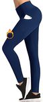 IUGA Fleece Lined Yoga Pants (Dark Blue, M)