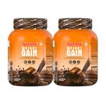 Nutrela Weight Gainer Powder - 1kg (Pack of 2), Chocolate Flavour | 20g Protein, 66.8 Carbs, 13 Vitamins & 12 Minerals with Khandsari Sugar | Ideal for Athlete, Men, Women & Kids above 10 Year