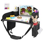 UTOLOVE Kids Travel Tray, Kid Travel Tray, Travel Tray for Kids Car Seat, Car Tray for Kids with Drawing Kit, Carseat Tray for Toddler, Kids Road Trip Essentials for Airplane, Black