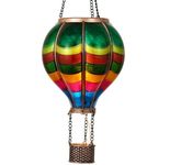 TERESA'S COLLECTIONS Patriotic Hot Air Balloon Solar Lantern for Garden Decor Halloween Christmas Party,Hanging Flickering Flame Outdoor Lights for Trees,Colorful Decorations for Party,Gifts for Mom