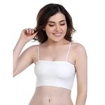 SENECIO IVORY WHITE Tube Tank Top Seamless Ice Silk Soft Zero Feel Feather Light Removable Padded Wireless Sports Cami Bra Stretchable Free Size