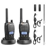 BAOFENG BF-88ST Pro PMR446 Walkie Talkie, Upgraded Long Range Rechargeable License-Free Two Way Radios with LCD Display, VOX Dual Watch, Desktop Charger and Earpieces, 2 pack