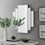 Furniturebox UK Deco Large Silver Wall Mirror, Living Room, Hallway, Dining Room Mirror - Stylish, Modern Meets Art Deco 1920s Style Statement Mirror