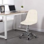 Finch Fox Charles Jacobs Quilted Office Swivel Chair with Adjustable Height Button in Off White Color