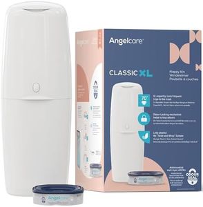 Angelcare Classic XL Nappy Bin - holds up to 70 nappies – simple no twist refills – for less film use – get more nappies per cassette and save! Includes 1 octo refill cassette
