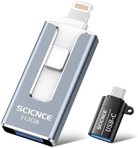 SCICNCE 512GB Photo Stick for Phone, 4 in 1 USB Photo Memory Stick Flash Drives with USB C Adapter External Storage Drive for iPhone iPad Android Phone Computer (Light Blue)