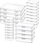 Mauproy 24 Pack Mixed Sizes Small Plastic Storage Containers, Mini Rectangular Small Items Organizer Boxes with Hinged Lids and Labels for Craft Jewelry Beads