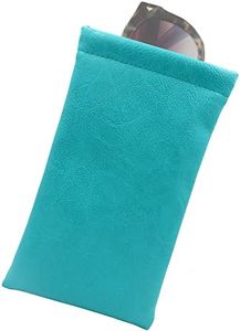 Soft Sunglasses Case Squeeze Top | EX Eyeglass case with Cleaning Cloth | A Soft Glasses Case | Passport Holder Pouch | Earbud and Phone Charger Storage Case (CT8 Turquoise)