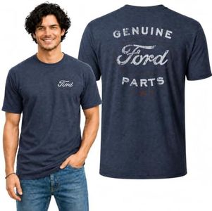Wild Bobby Genuine Ford Parts Vintage Distressed Cars and Trucks Mens Graphic Tees Front and Back T Shirt Printed Graphic Tees for Men, Vintage Heather Navy, 5X-Large