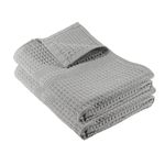 GILDEN TREE Waffle Weave Hand Towels for Bathroom Quick Drying Lint Free Thin, 2 Pack, Classic Style (Pewter)