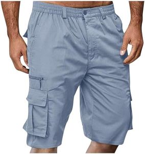Generic Men Cargo Shorts,Twill Cargo Shorts for Men with Pockets Gray L