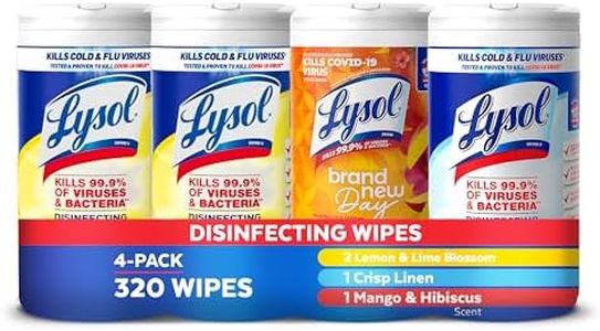 Lysol Disinfecting Wipes Bundle, Home Apartment Dorm Room Essentials and Cleaning Supplies, All Purpose Cleaner, Multi-surface Cleaning Wipes, Multi-Scent Sanitizing Wipes Bundle, 80 Count (4pk)