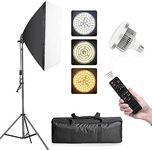 Professional Softbox Lighting Kit, Photo Studio Equipment Continuous Lighting System with 85W 3200K-5600K Energy Saving Light Bulb for Portraits Fashion, Advertising Photo Shooting YouTube Video