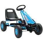 AIYAPLAY Kids Pedal Go Kart, Children Ride on Racer with Adjustable Seat, EVA Tyres, Manual Clutch, Brake, Go Cart for Kids 3-8 Years, Blue