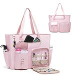 Fasrom XXL Teacher Bag for Work Women with 15.6 inches Laptop Compartment, Extra Large Teacher Utility Tote Bags to Hold Teacher Supplies and More, Pink (Patent Design)