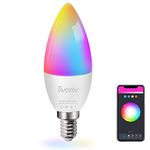 Avatar Controls E14 Smart Bulb Compatible with Alexa Google Home, Music Sync WiFi LED Candle Light 5W, Colour Dimmable RGB Warm White/Daylight, No Hub Required(2700-6500K)