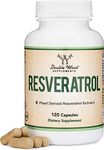 Resveratrol Supplement 500mg Per Serving, 120 Capsules (Resveratrol Polygonum Root Extract Providing 50% Trans Resveratrol) Healthy Aging Support by Double Wood