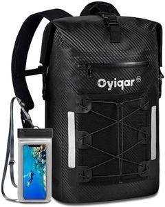 Oyiqar Waterproof Backpack 25L / 35L / 55L Sizes Dry Bag Roll Top Closure Sack with Front-Zippered Pocket, Mesh Compartment, Cushioned Back Panel & Phone Case for Outdoors Hiking, Kayaking, Camping