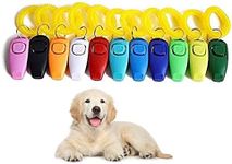 Dog Training Clicker, BESUNTEK 2 in 1 Pet Training Whistle and Clicker Pet Training Tools with Wrist Bands Strap for Dog Puppy Cat (Pack of 10)